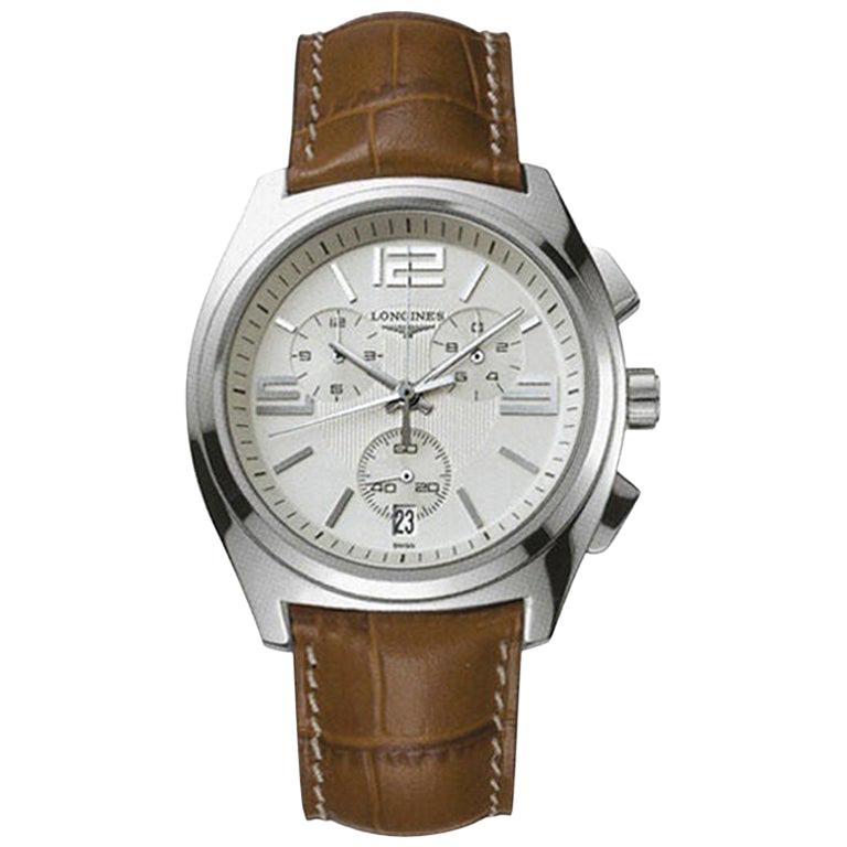 Rare Longines Stainless Steel Chronograph Wristwatch