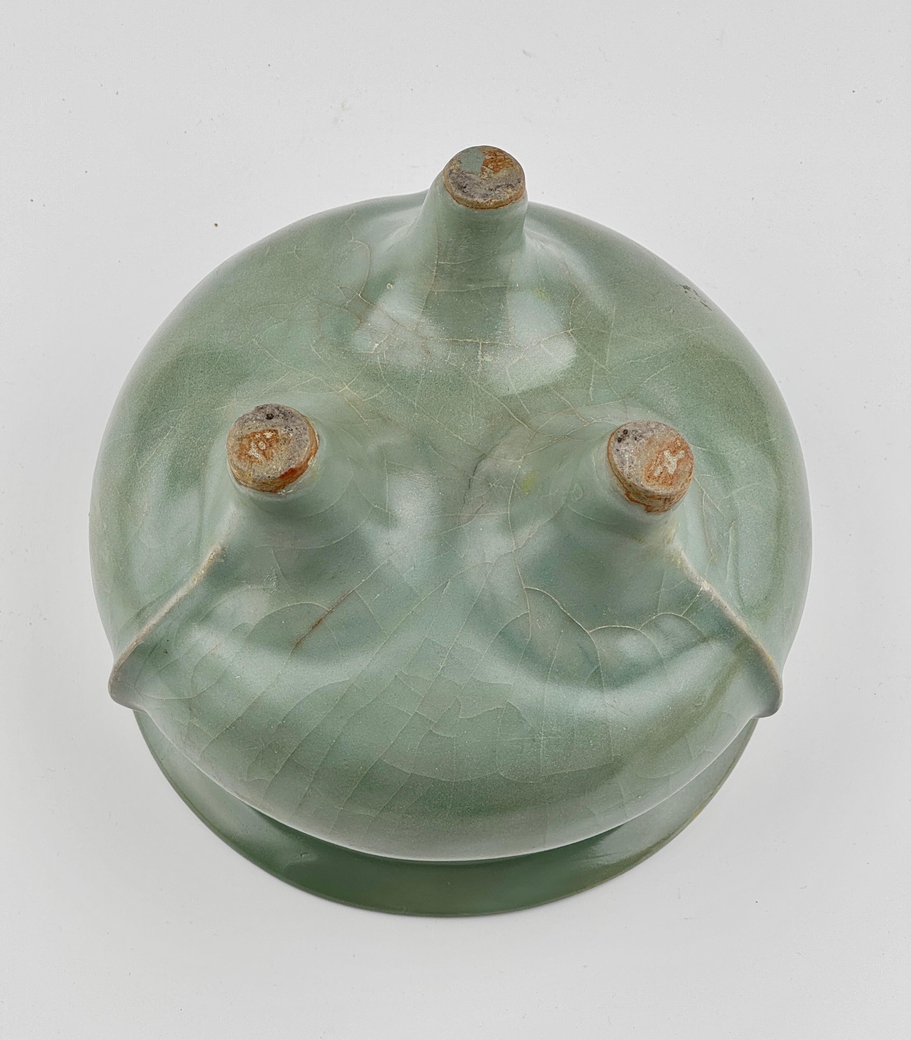 Rare Longquan Celadon Tripod Incense Burner, Song-Yuan Dynasty For Sale 5