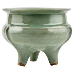 Seltener Longquan-Celadon-Dreibein-Räuchergefäß, Song-Yuan Dynasty