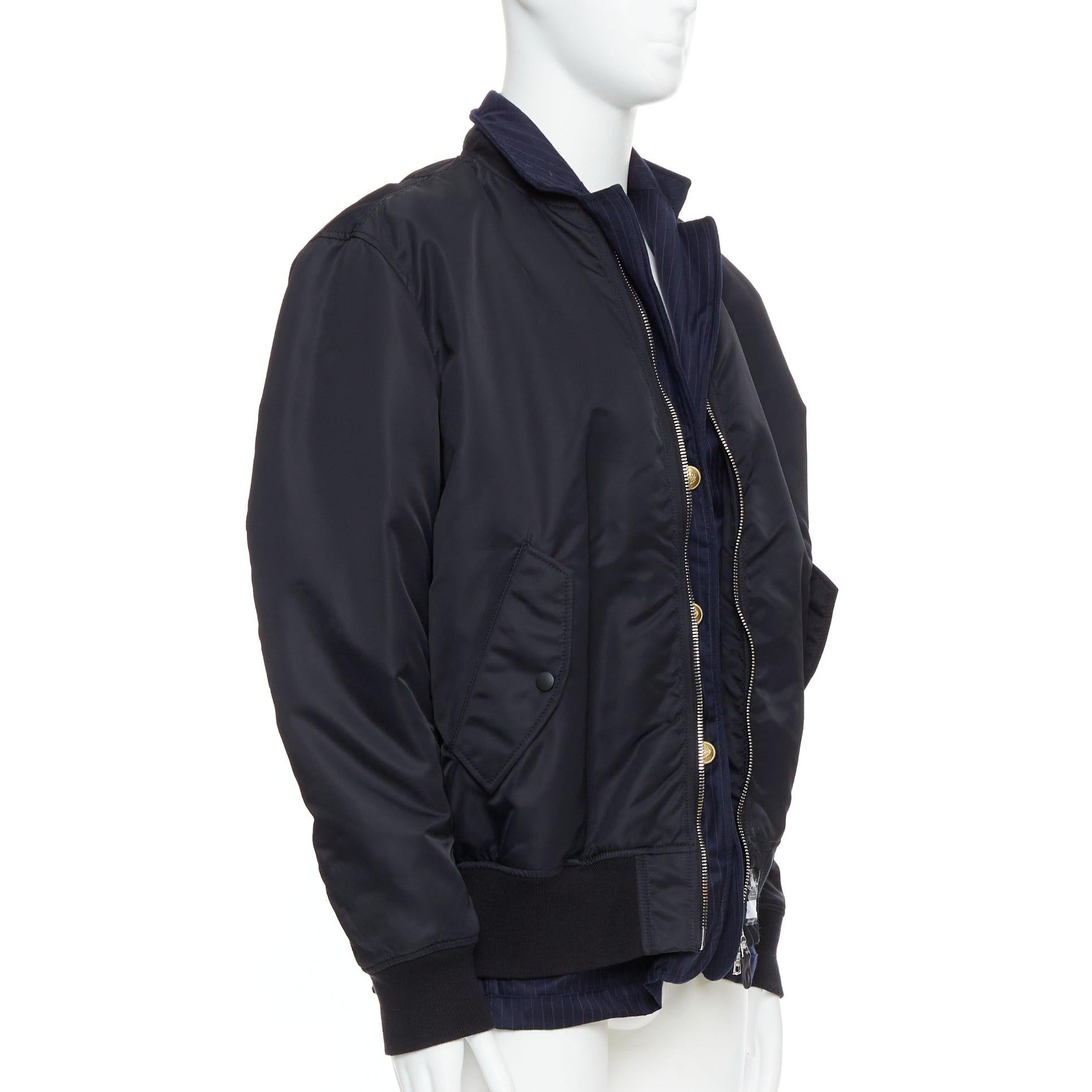 Nero raro Loro Piana Hiroshi Fujiwara Runway Reversible black navy blazer bomber in vendita