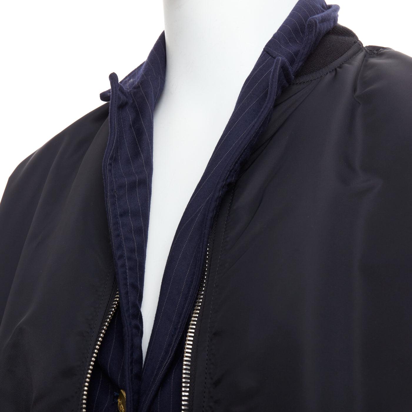 raro Loro Piana Hiroshi Fujiwara Runway Reversible black navy blazer bomber in vendita 2