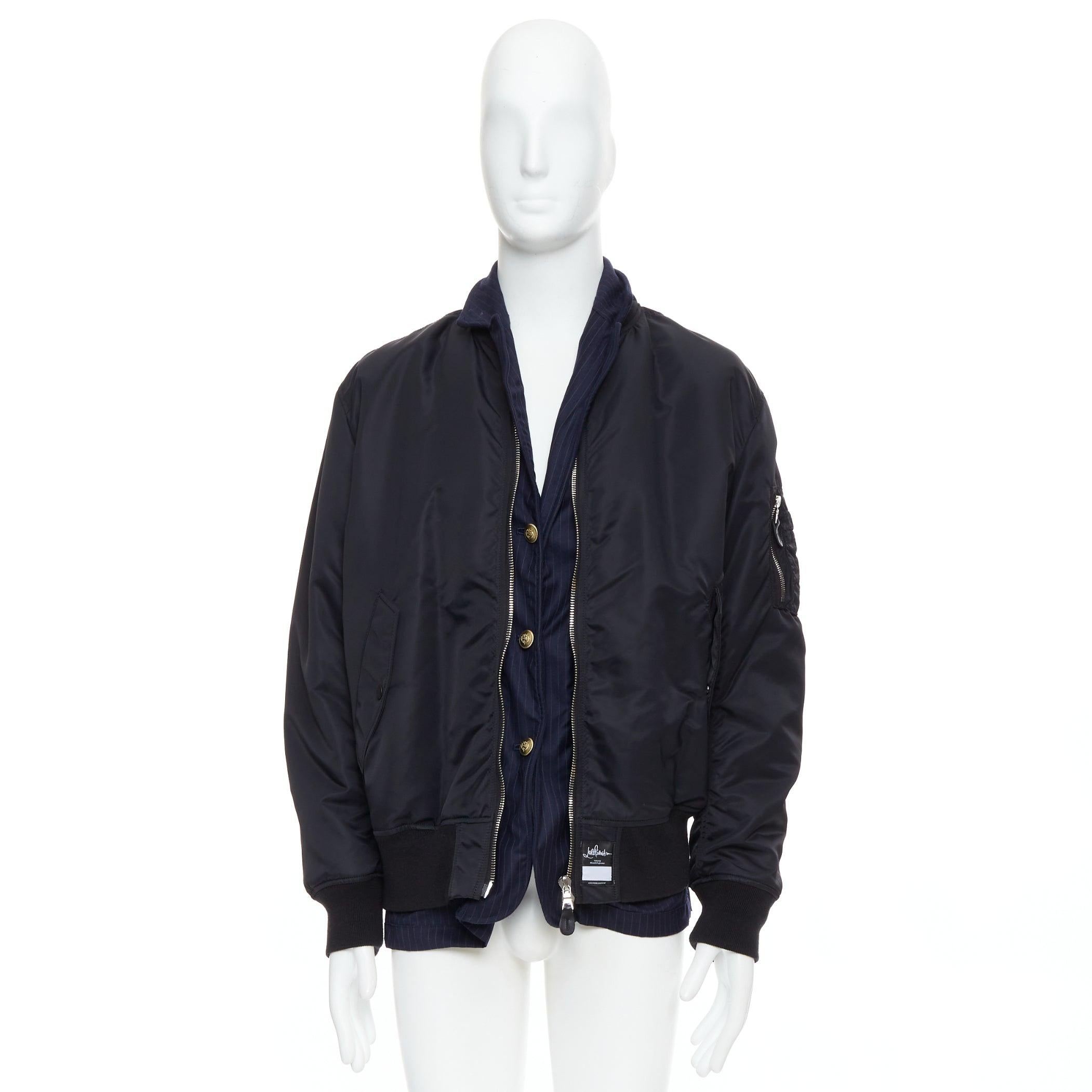 raro Loro Piana Hiroshi Fujiwara Runway Reversible black navy blazer bomber in vendita 4