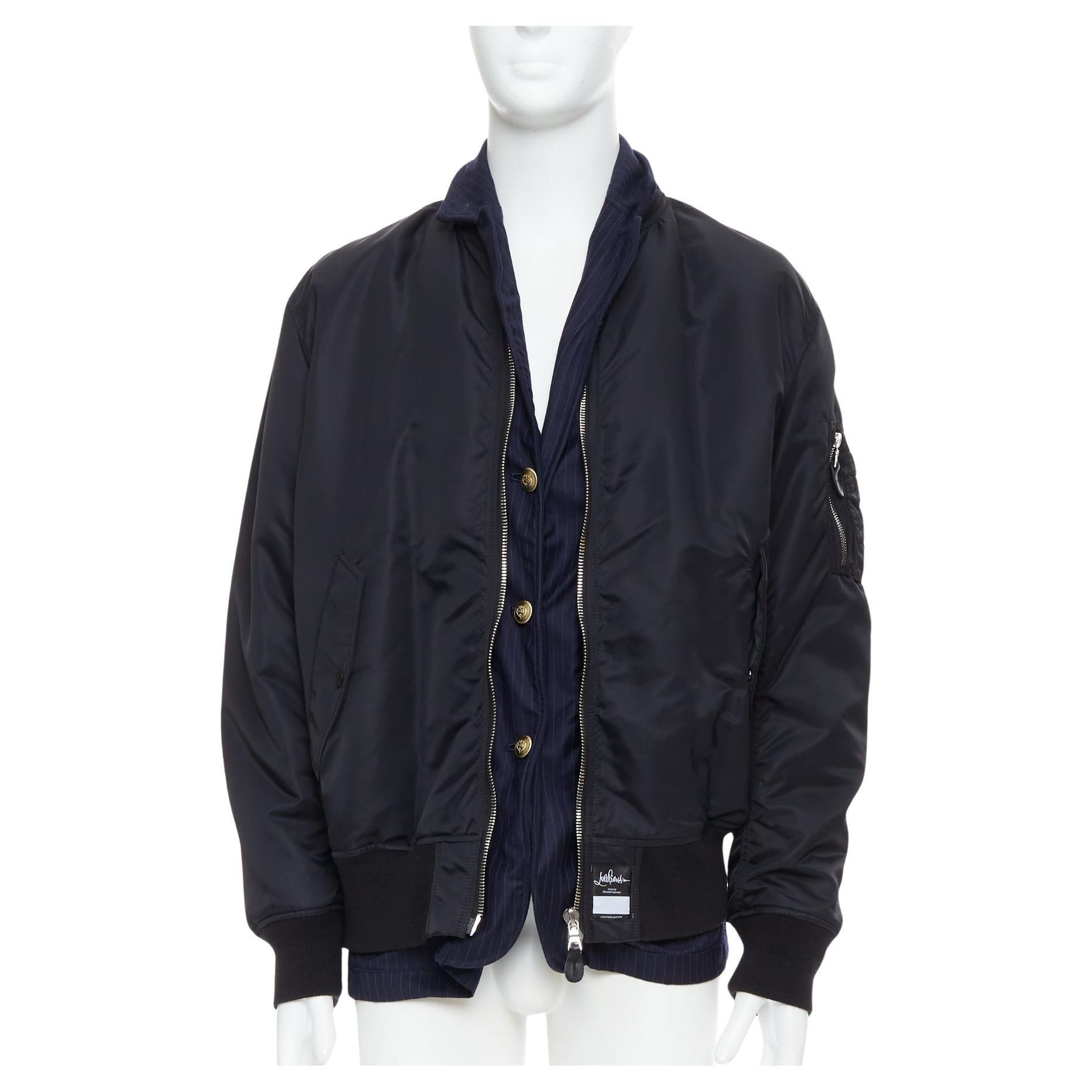 rare LORO PIANA Hiroshi Fujiwara Runway Reversible black navy blazer bomber