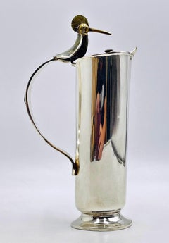 Rare Los Castillo "Bird of Paradise" Pitcher, Mexican Modern Silversmithing