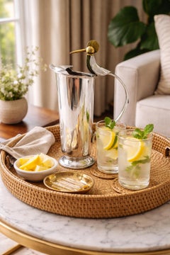 Rare Los Castillo "Bird of Paradise" Pitcher, Mexican Modern Silversmithing