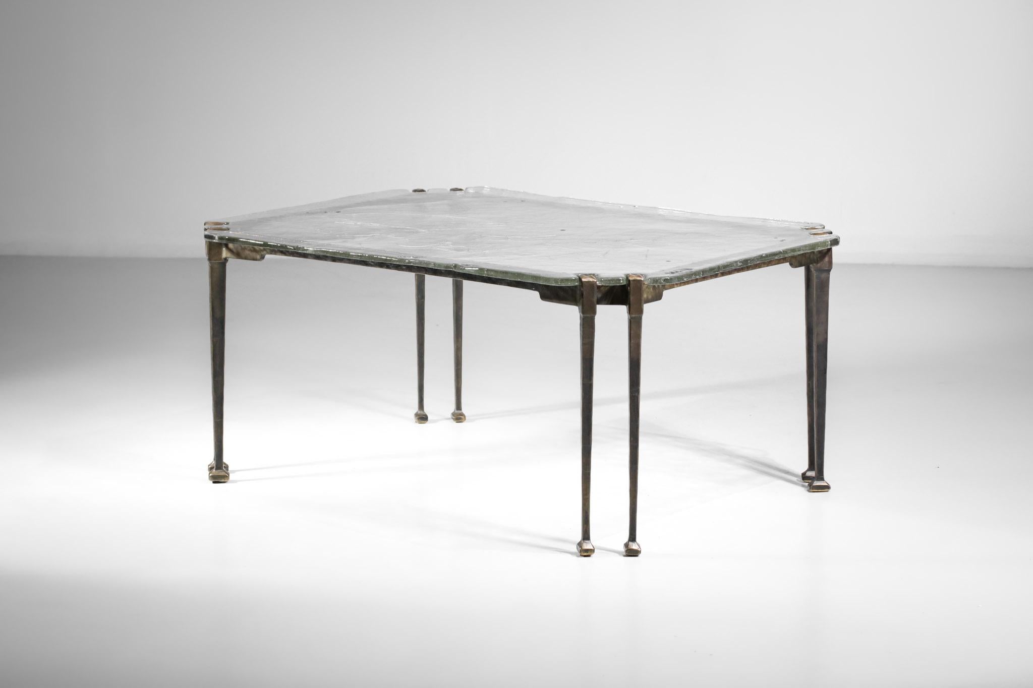 Modern Rare Lothar Klute Coffee Table with 8 Legs in Bronze and Glass German Design