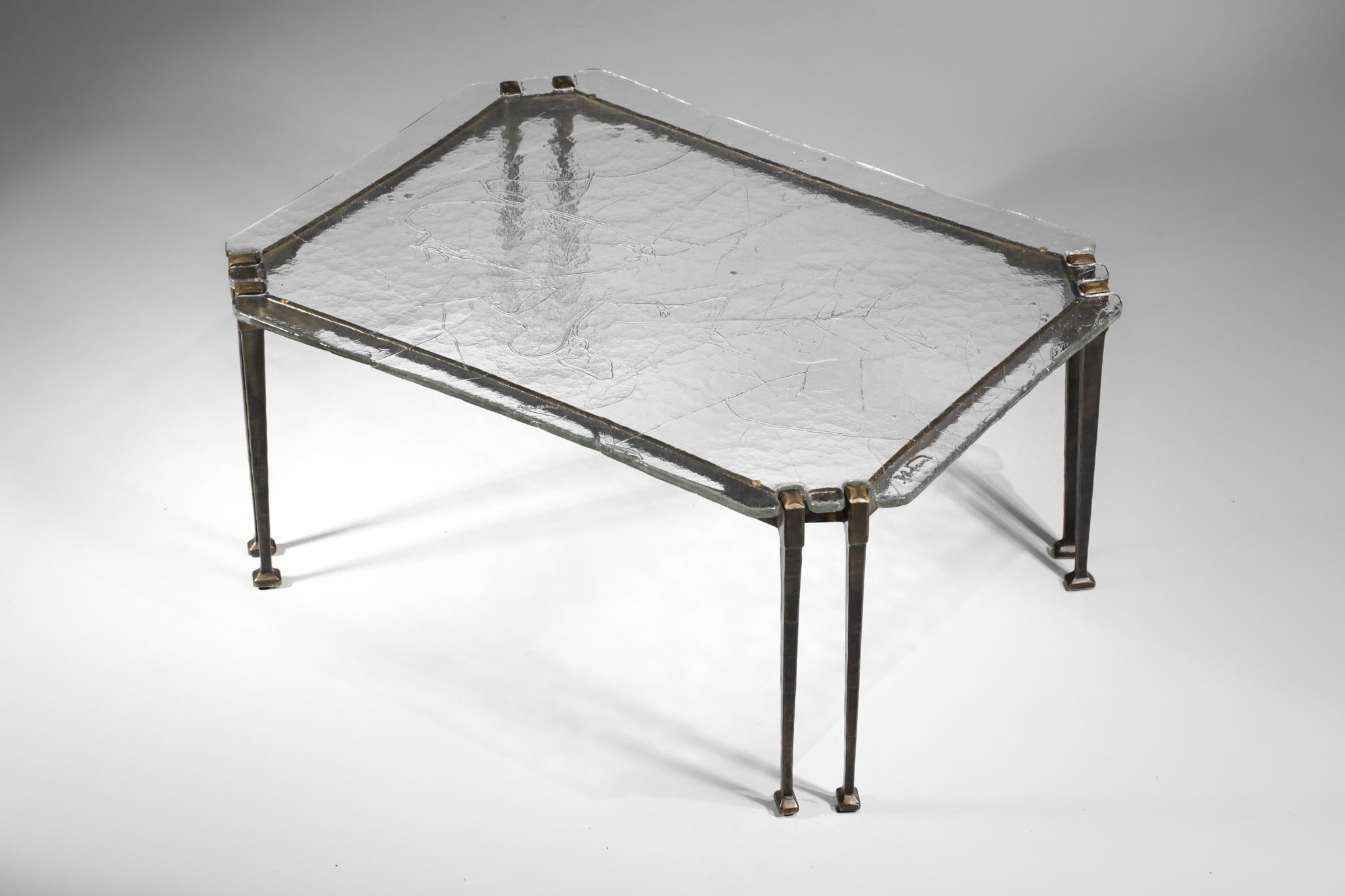 Late 20th Century Rare Lothar Klute Coffee Table with 8 Legs in Bronze and Glass German Design