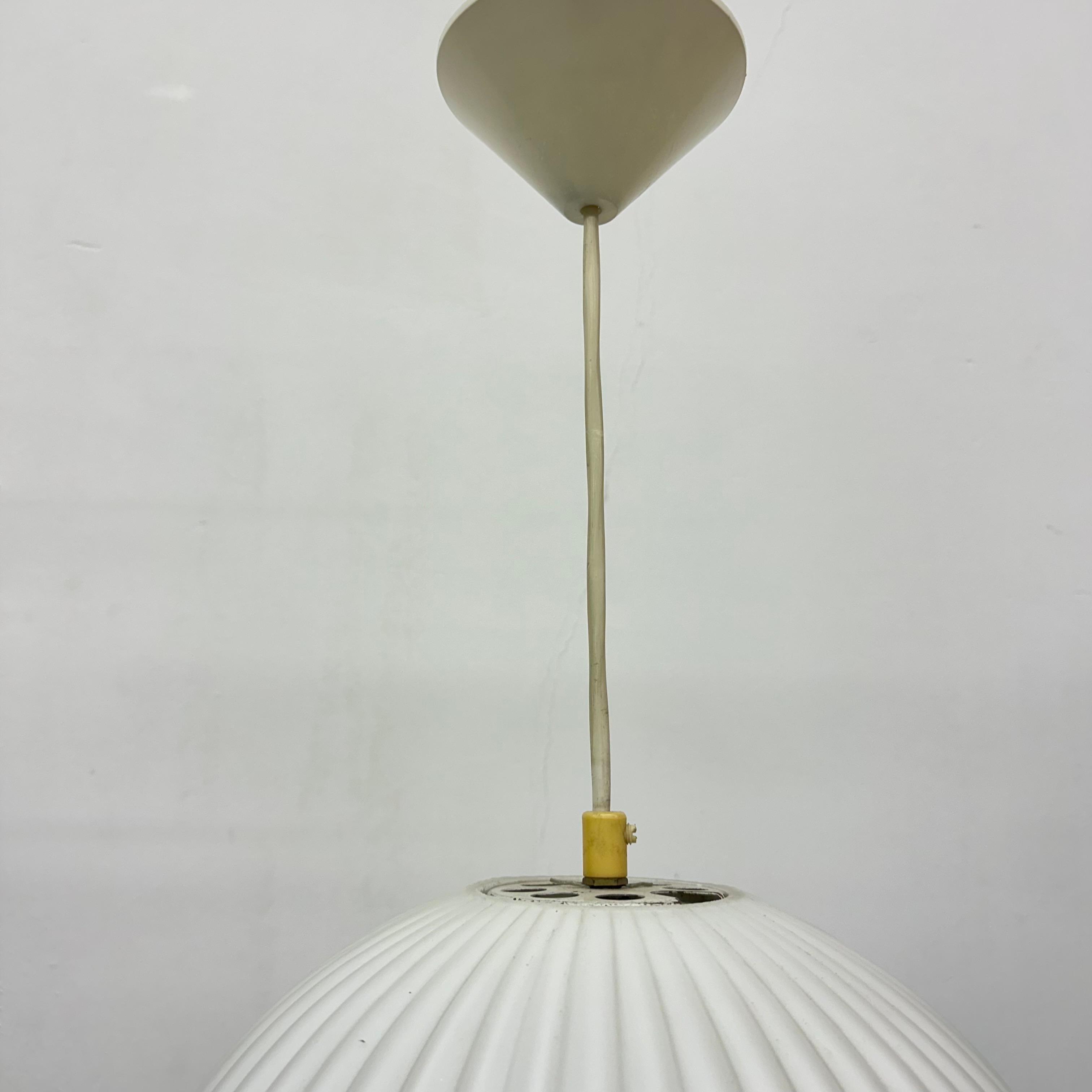 Rare Louis Kalff for Philips Opaline glass pendant light , 1960s In Good Condition For Sale In Delft, NL