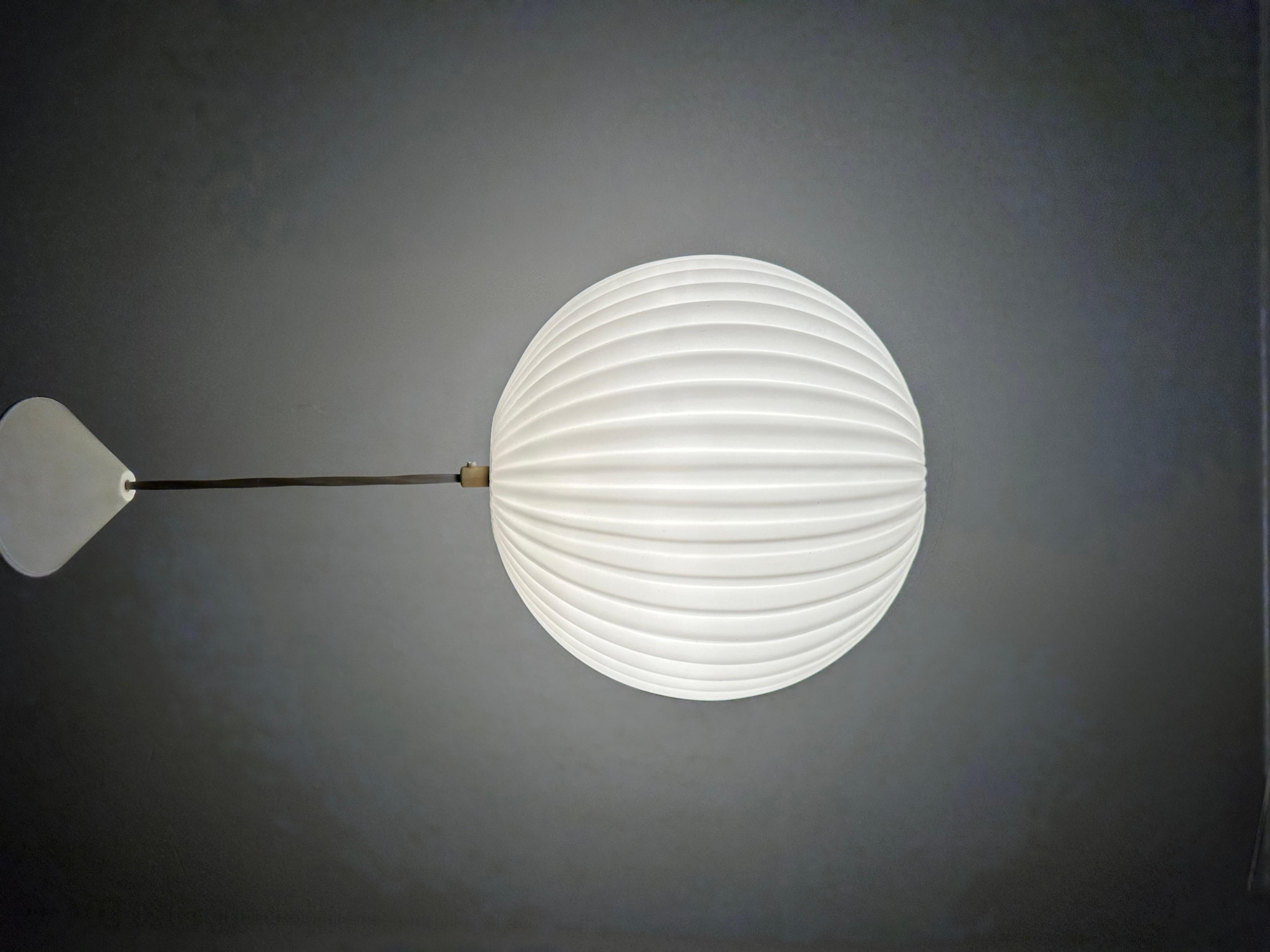 Rare Louis Kalff for Philips Opaline glass pendant light , 1960s For Sale 2