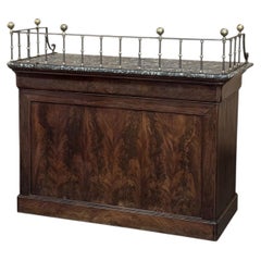 Rare Louis Philippe Period Marble Top Concierge Counter with Brass Rail