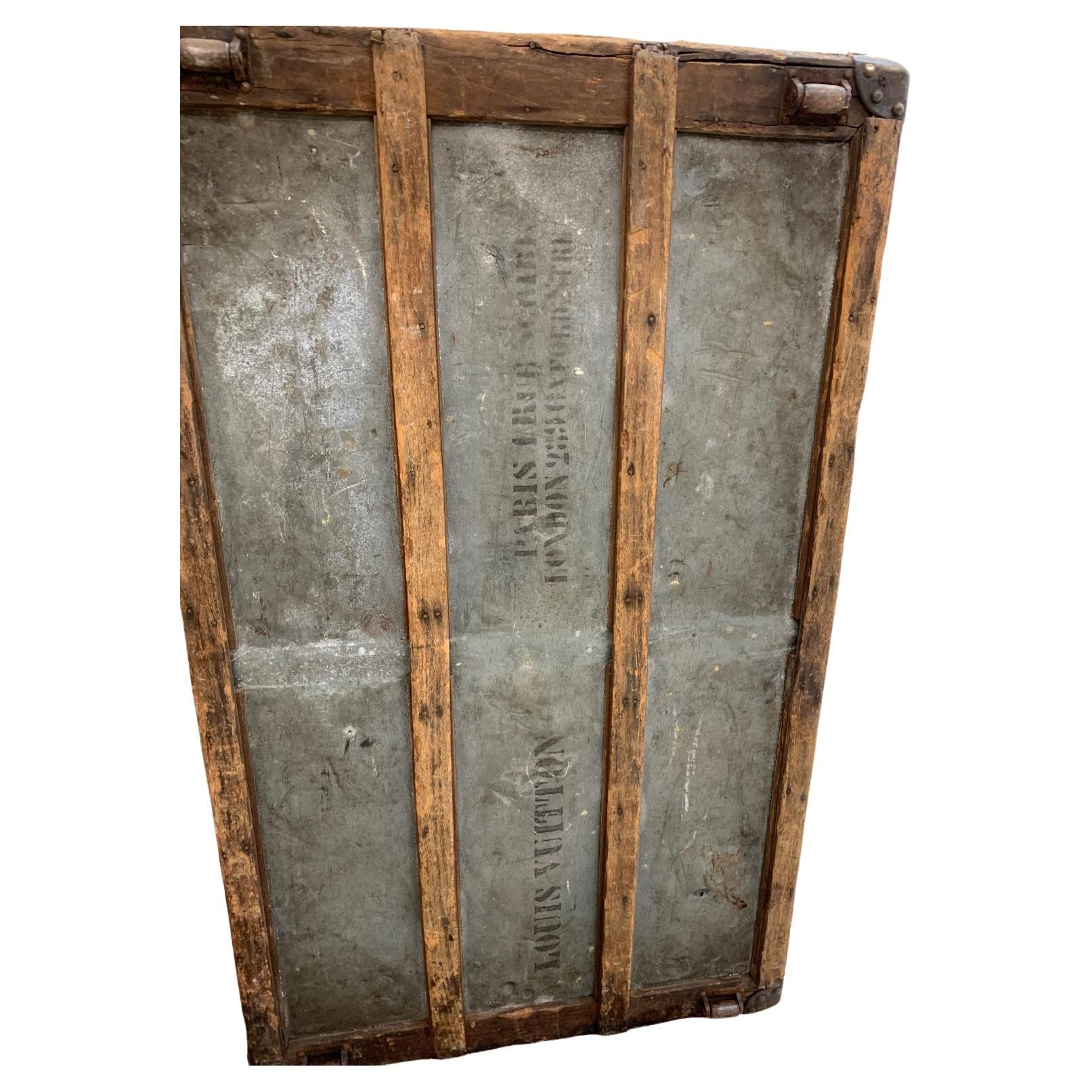 Brass Rare Louis Vuitton 1870-1880's Striped Canvas Steamer Trunk