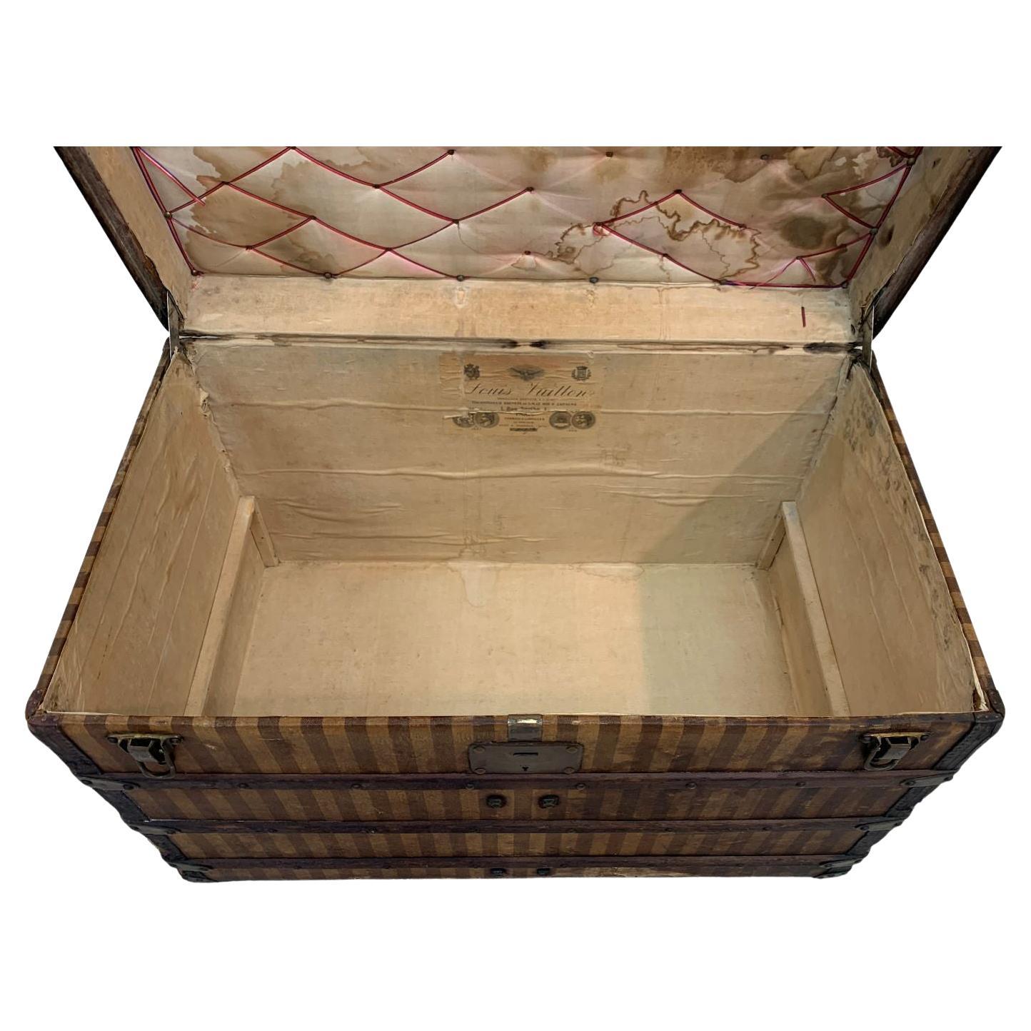 Victorian Rare Louis Vuitton 1870-1880's Striped Canvas Steamer Trunk