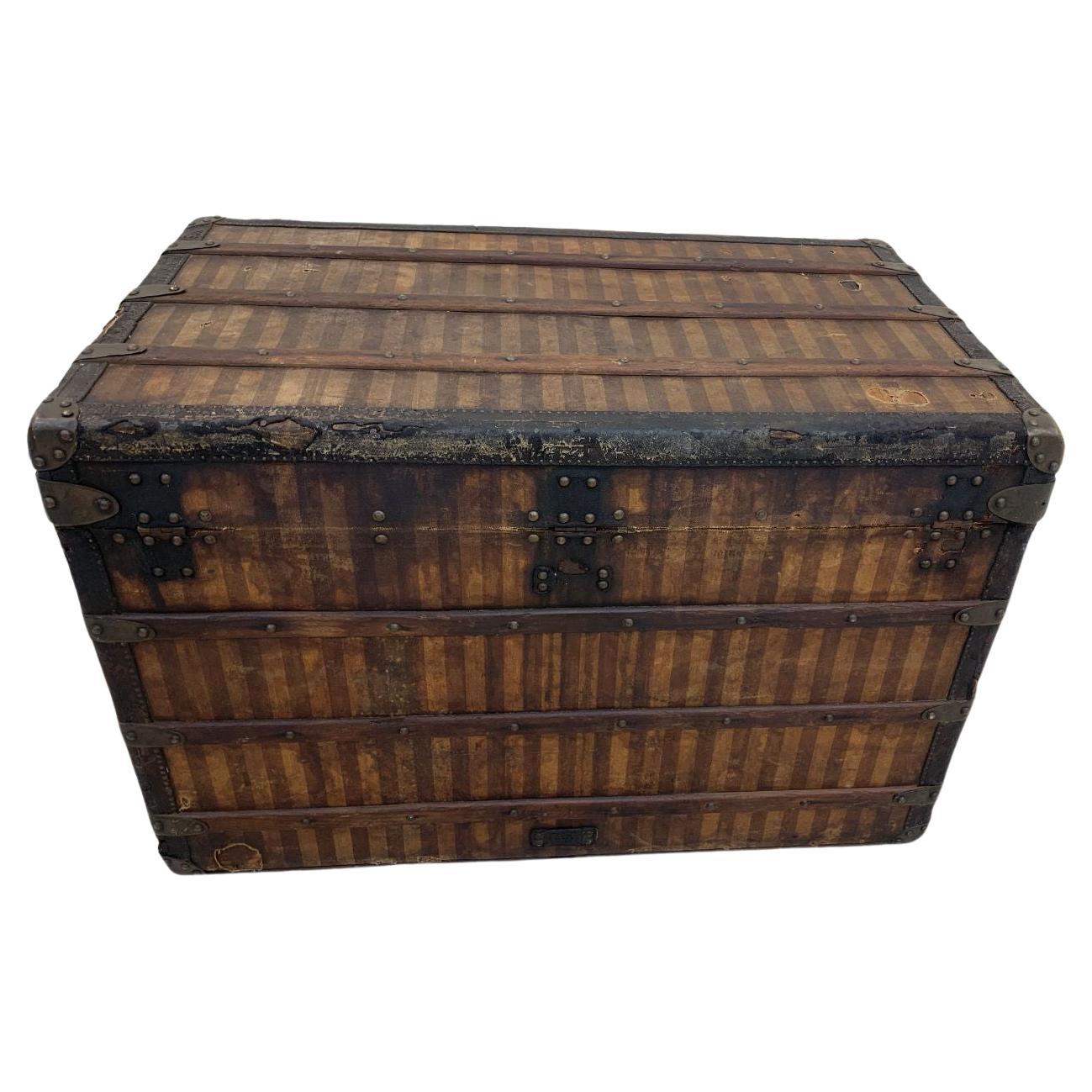 Late 19th Century Rare Louis Vuitton 1870-1880's Striped Canvas Steamer Trunk
