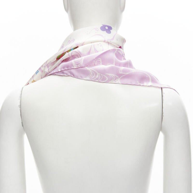 Women's rare LOUIS VUITTON 2003 Murakami Panda Onion Head 100% silk LV pink scarf
