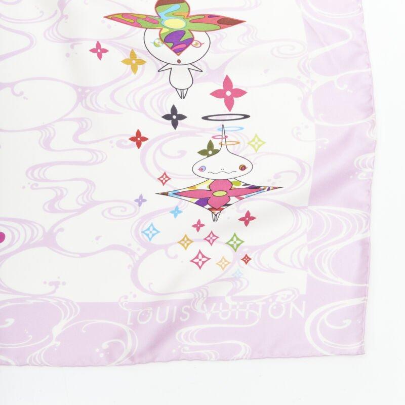 rare LOUIS VUITTON 2003 Murakami Panda Onion Head 100% silk LV pink scarf 2