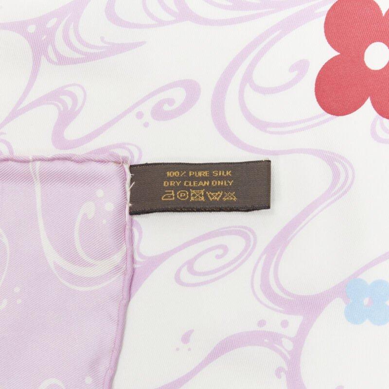 rare LOUIS VUITTON 2003 Murakami Panda Onion Head 100% silk LV pink scarf 3