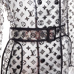 rare LOUIS VUITTON 2018 clear PVC black monogram belted trench coat FR36 S