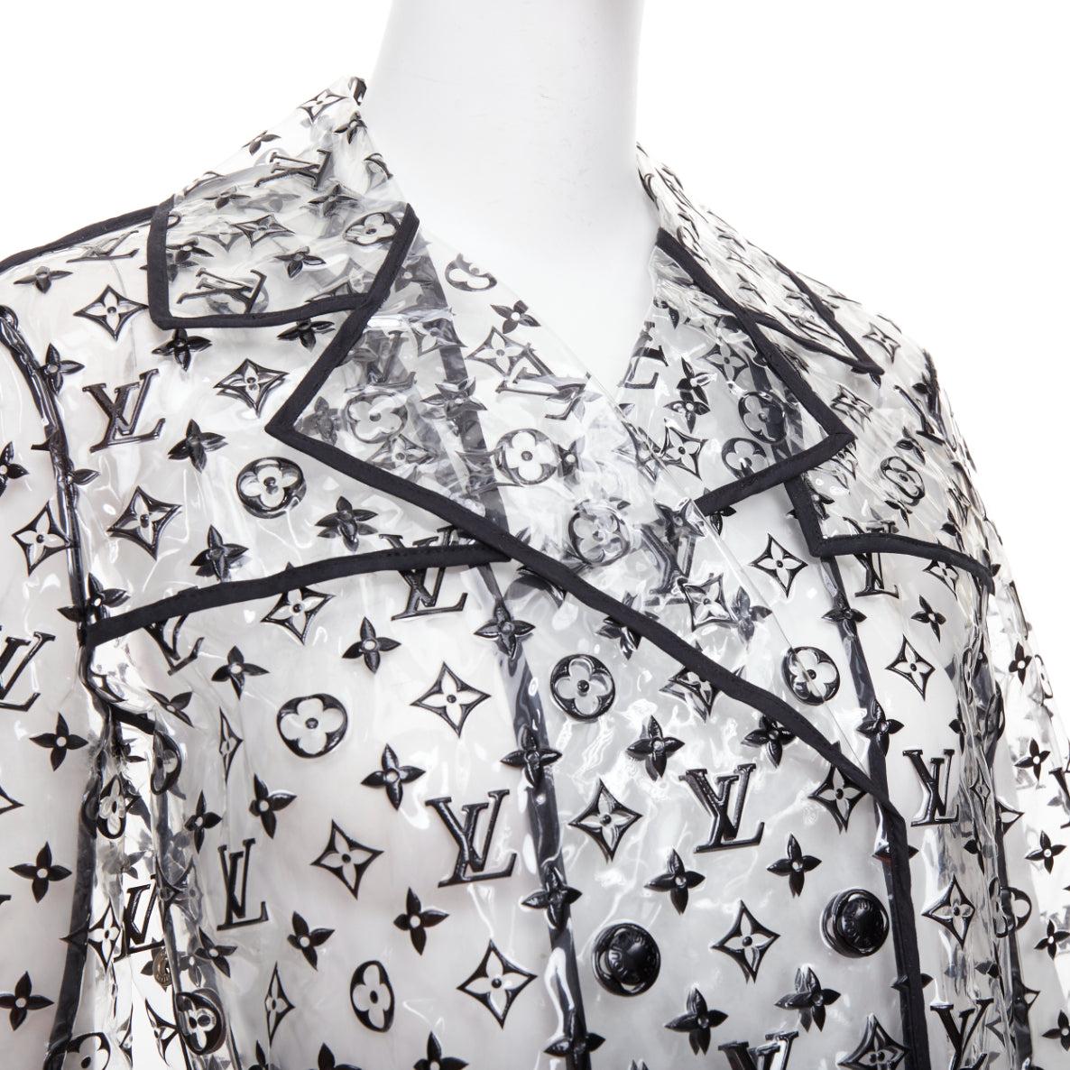 rare LOUIS VUITTON 2018 clear PVC black monogram belted trench coat FR36 S in vendita 3
