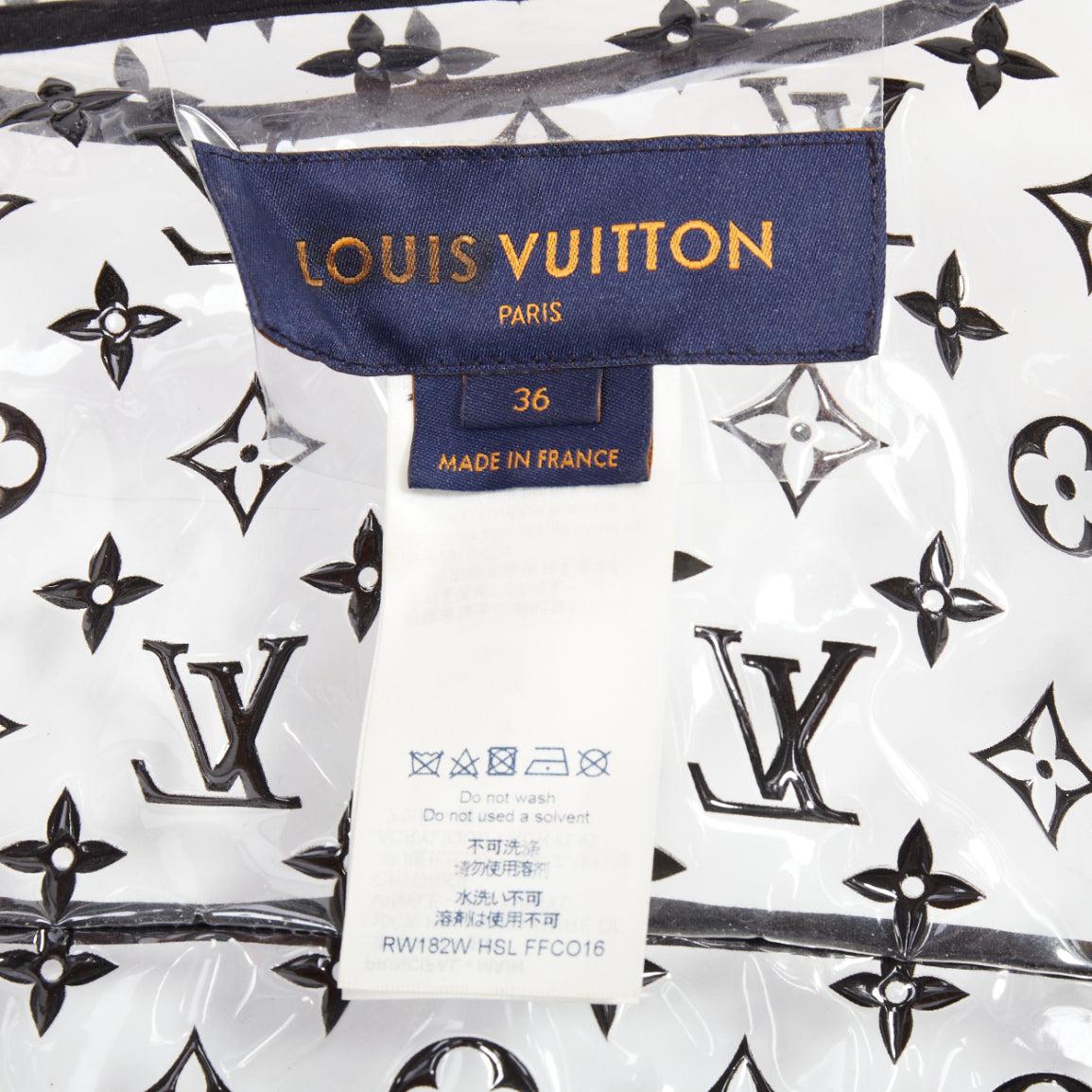 rare LOUIS VUITTON 2018 clear PVC black monogram belted trench coat FR36 S in vendita 4