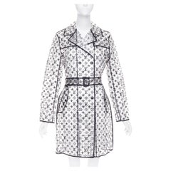 rare LOUIS VUITTON 2018 clear PVC black monogram belted trench coat FR36 S