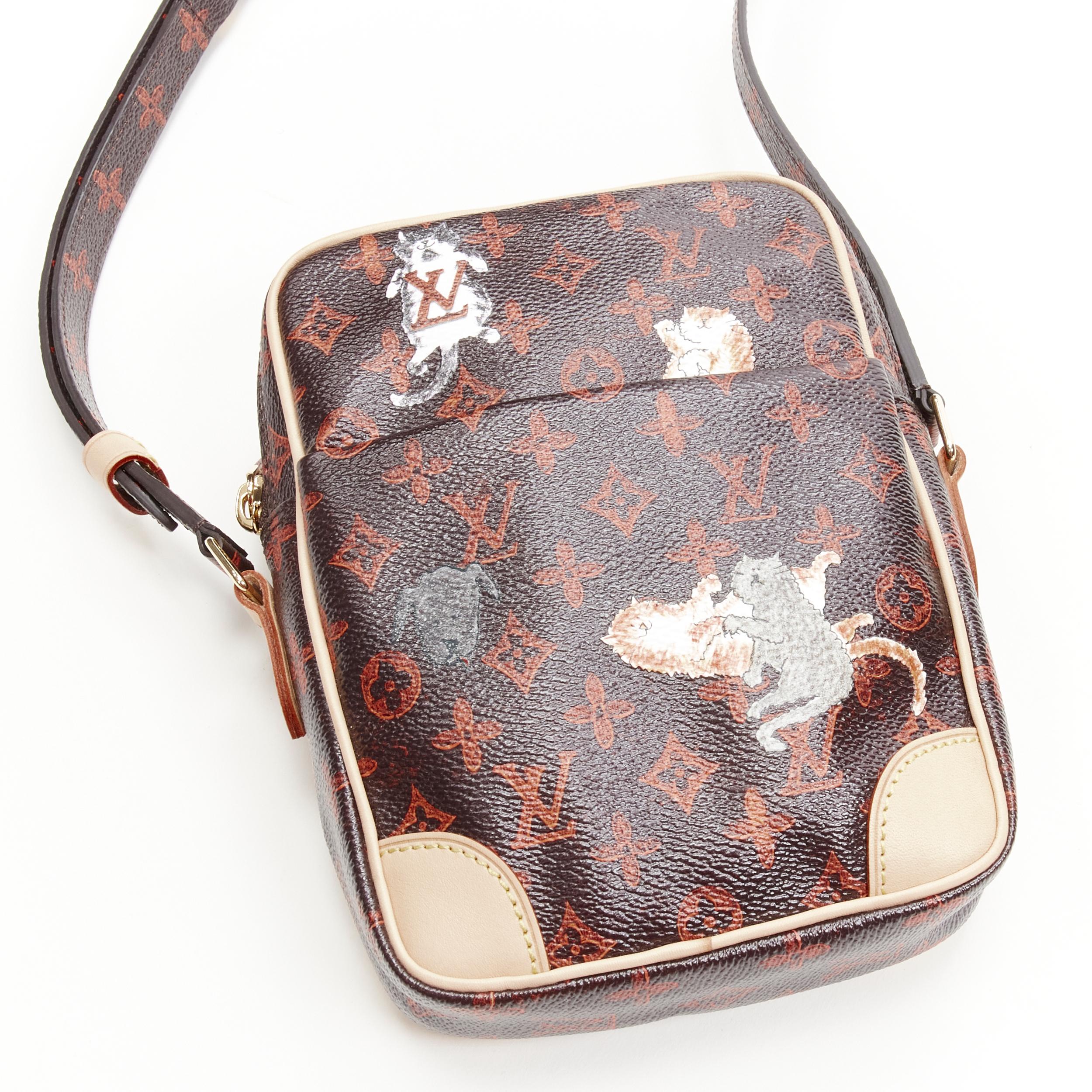 Women's rare LOUIS VUITTON 2018 Runway Catogram Paname GM monogram crossbody camera bag
