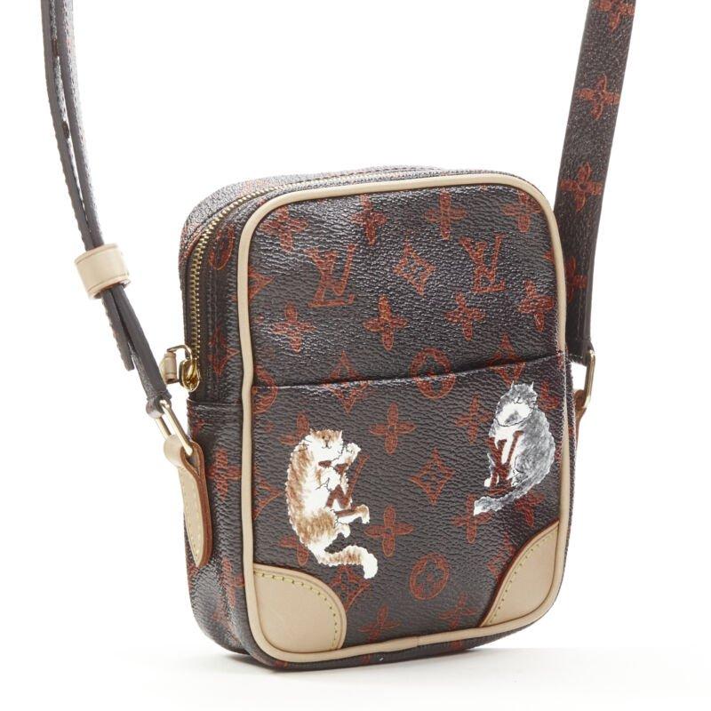 Gray rare LOUIS VUITTON 2018 Runway Catogram Paname PM monogram crossbody camera bag For Sale