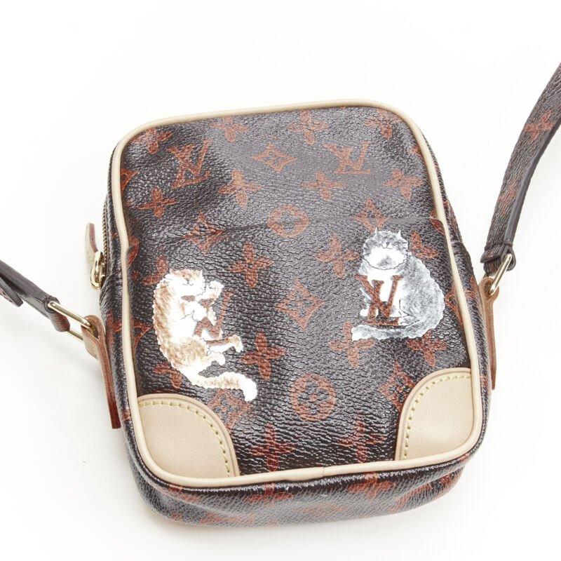 rare LOUIS VUITTON 2018 Runway Catogram Paname PM monogram crossbody camera bag For Sale 2