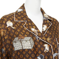 rare LOUIS VUITTON 2019 Runway Grace Coddington Catogram Monogram silk top FR36