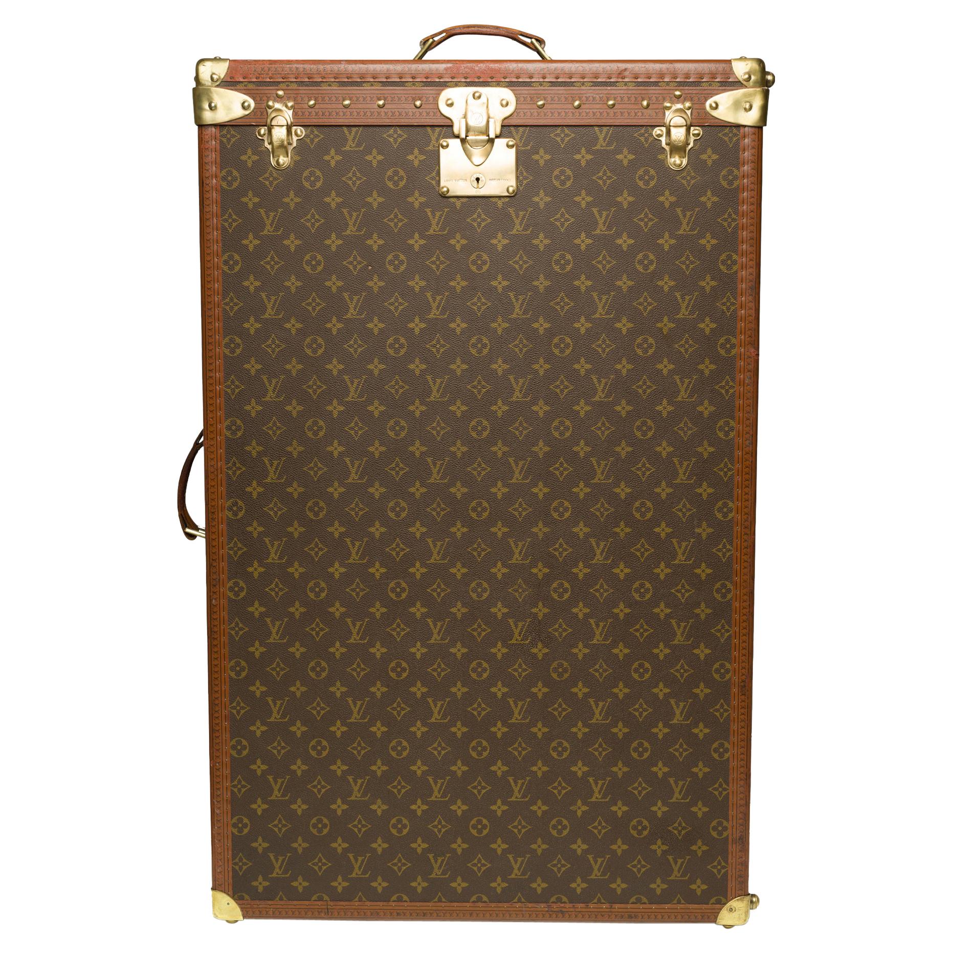 RARE Louis Vuitton 48h Vertical Wardrobe Trunk in brown canvas circa 1980