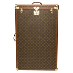 RARE Louis Vuitton 48h Vertikaler Garderobe Koffer in braunem Segeltuch um 1980