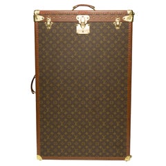 Retro RARE Louis Vuitton 48h Vertical Wardrobe Trunk in brown canvas circa 1980