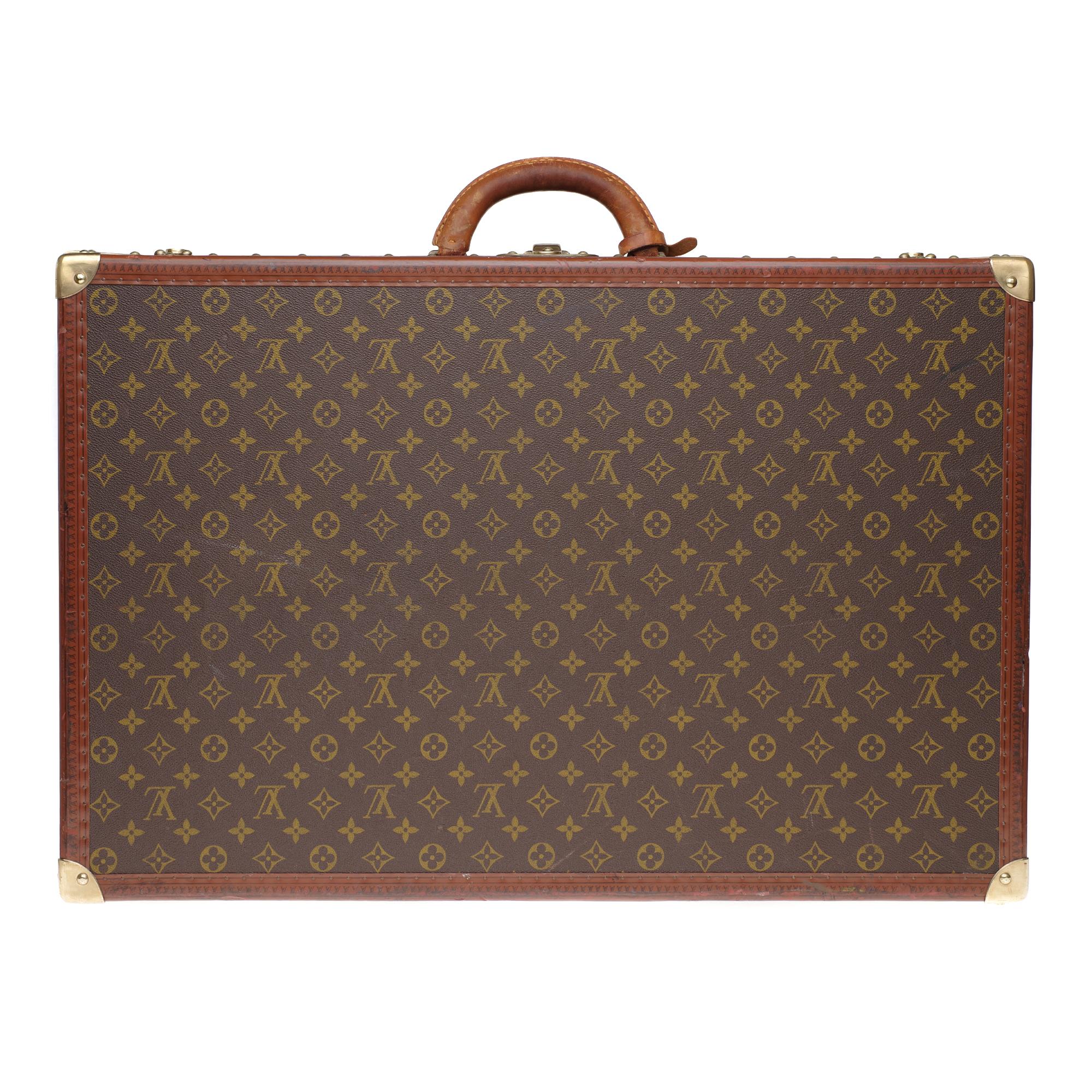 Brown Rare Louis Vuitton 70 Suitcase in brown monogram canvas