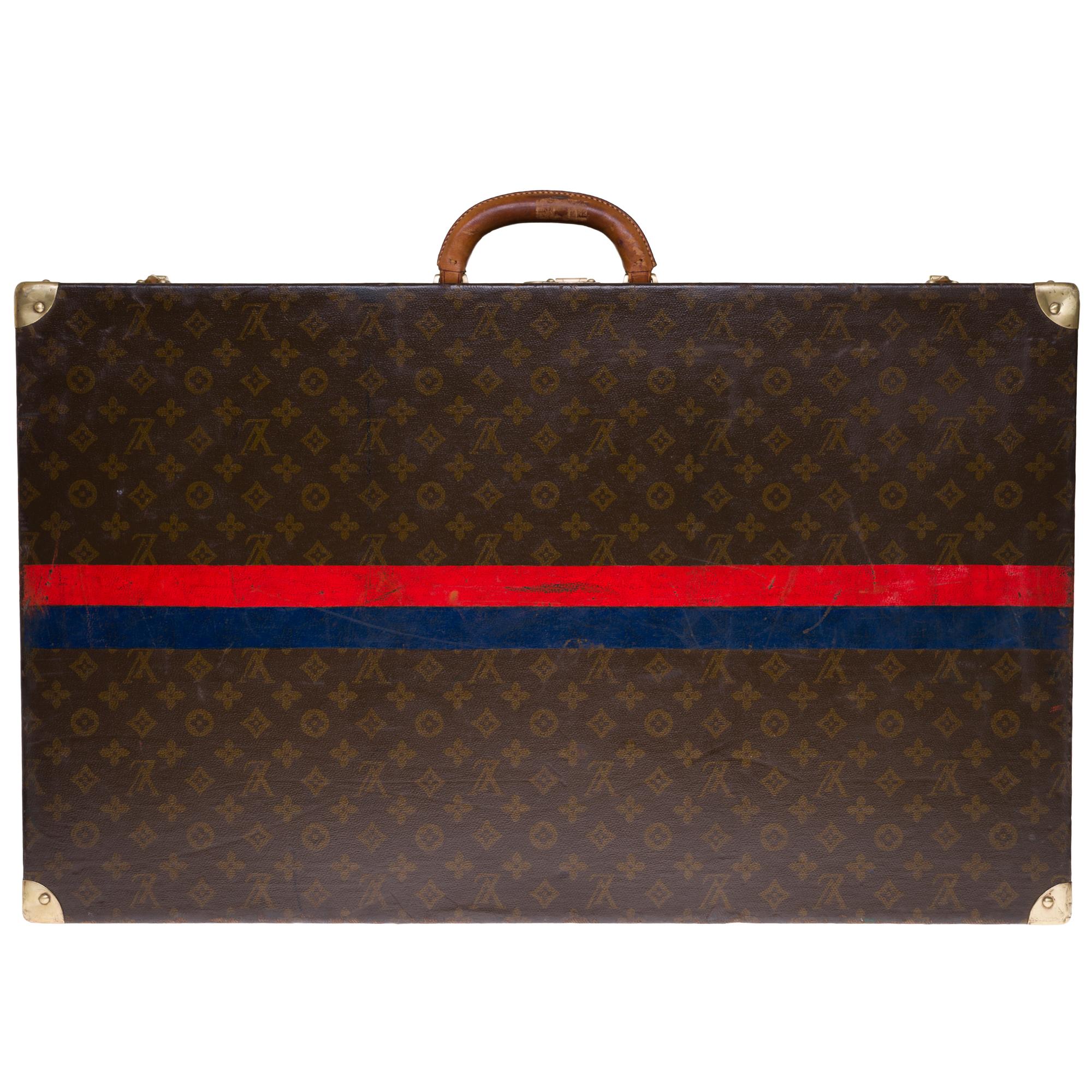 Black Rare Louis Vuitton 75 Suitcase in brown monogram canvas