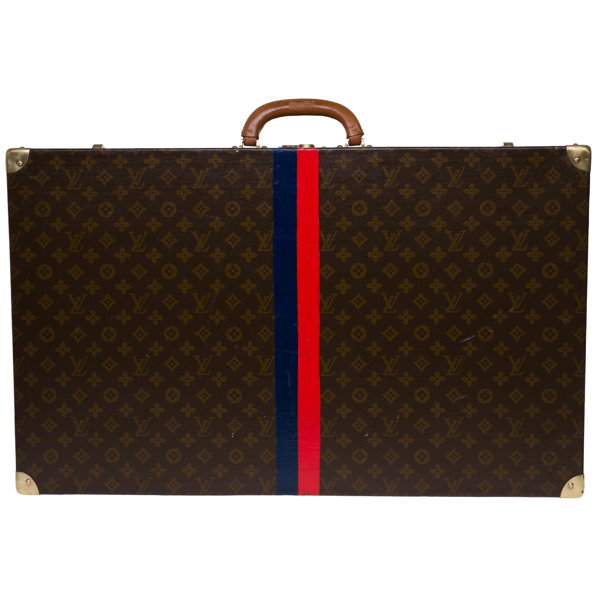 Black Rare Louis Vuitton 75 Suitcase in brown monogram canvas