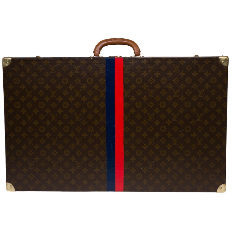 Black Rare Louis Vuitton 75 Suitcase in brown monogram canvas For Sale