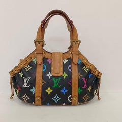 Rare Louis Vuitton Black Monogram Multicolor Theda PM Bag