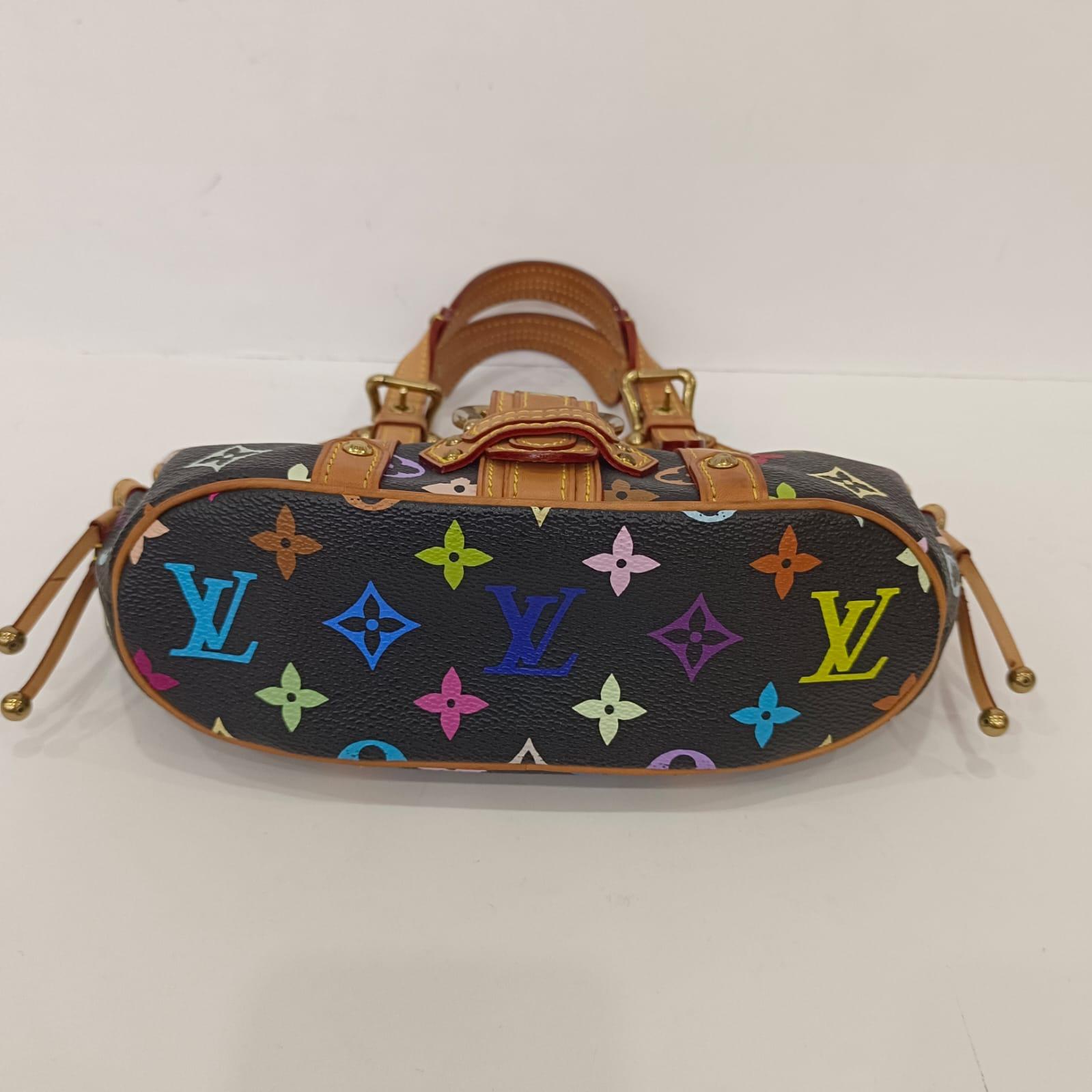 Women's or Men's Rare Louis Vuitton Black Monogram Multicolor Theda PM Bag For Sale