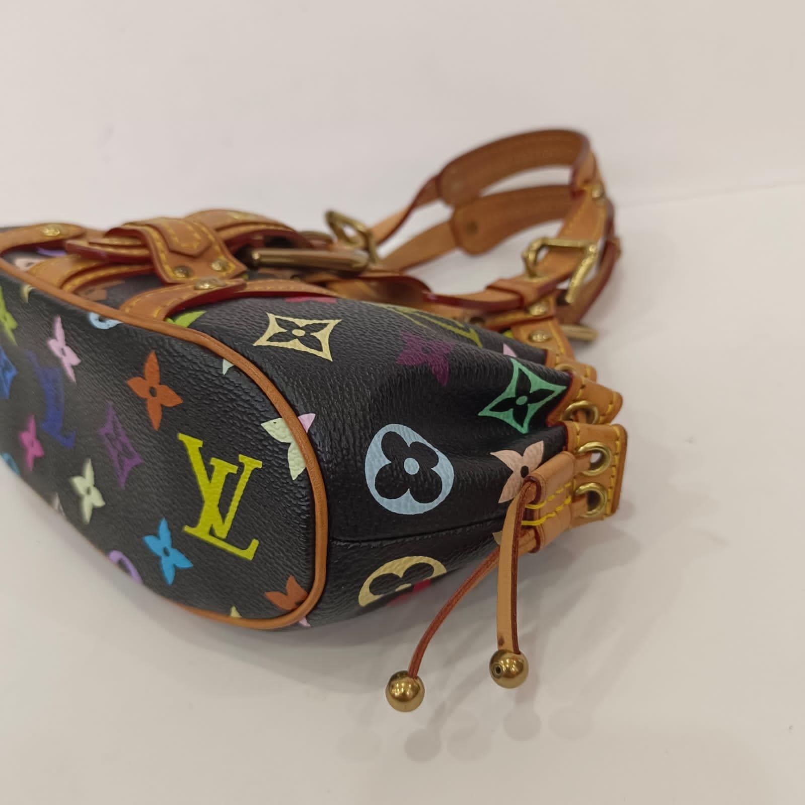 Rare Louis Vuitton Black Monogram Multicolor Theda PM Bag For Sale 1