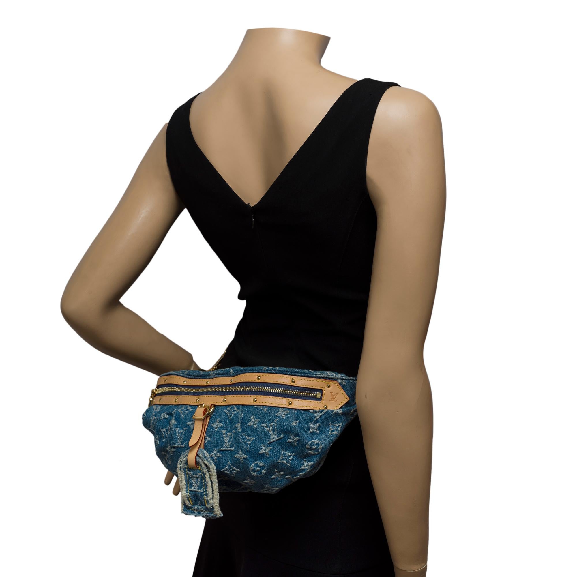 Rare Louis Vuitton Bumbag shoulder/belt bag in blue monogram Denim, GHW For Sale 6