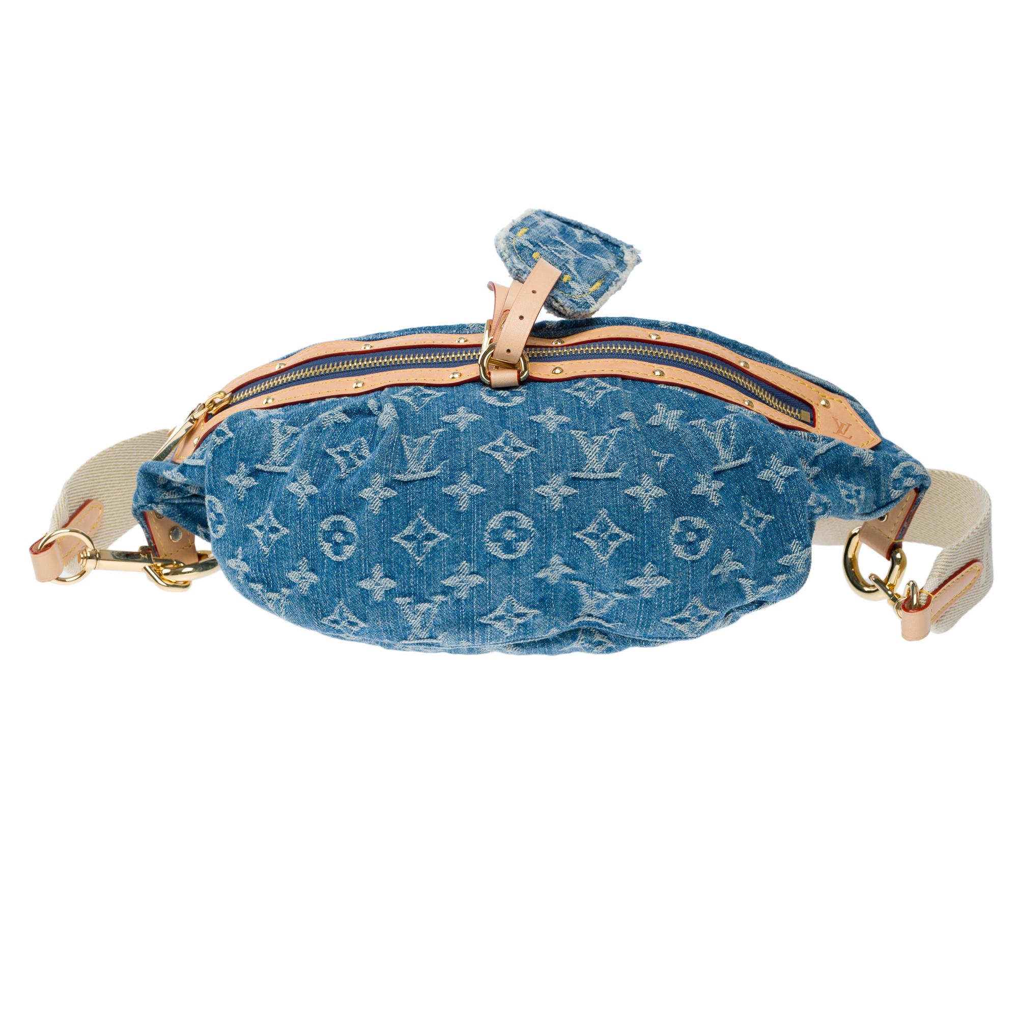 Rare Louis Vuitton Bumbag shoulder/belt bag in blue monogram Denim, GHW For Sale 4