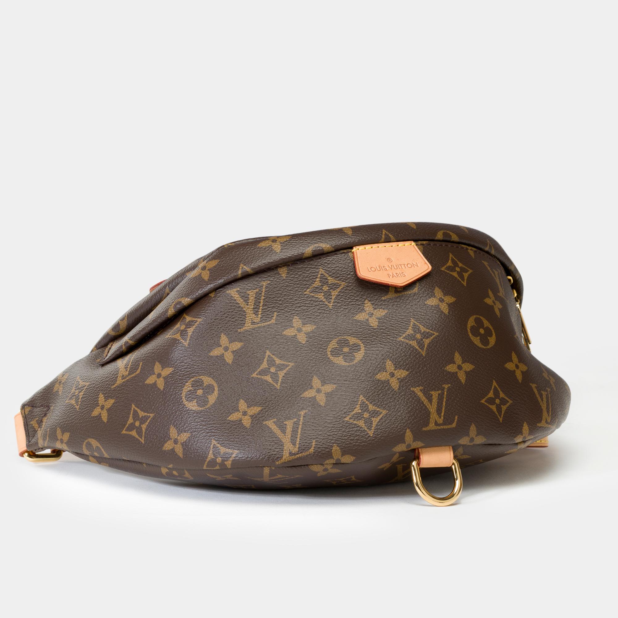 Amazing​​ ​​and​​ ​​very​​ ​​sought-after​​ ​​shoulder​​ ​​bag/​​ ​​Belt bag ​​Louis​​ ​​Vuitton​​ ​​Bumbag​​ ​​in​​ ​​brown​​ ​​monogram​​ ​​canvas,​​ ​​gold​​ ​​metal​​ ​​trim,​​ ​​adjustable​​ ​​belt​​ ​​handle​​ ​​in​​ ​​natural​​ ​​calf​​