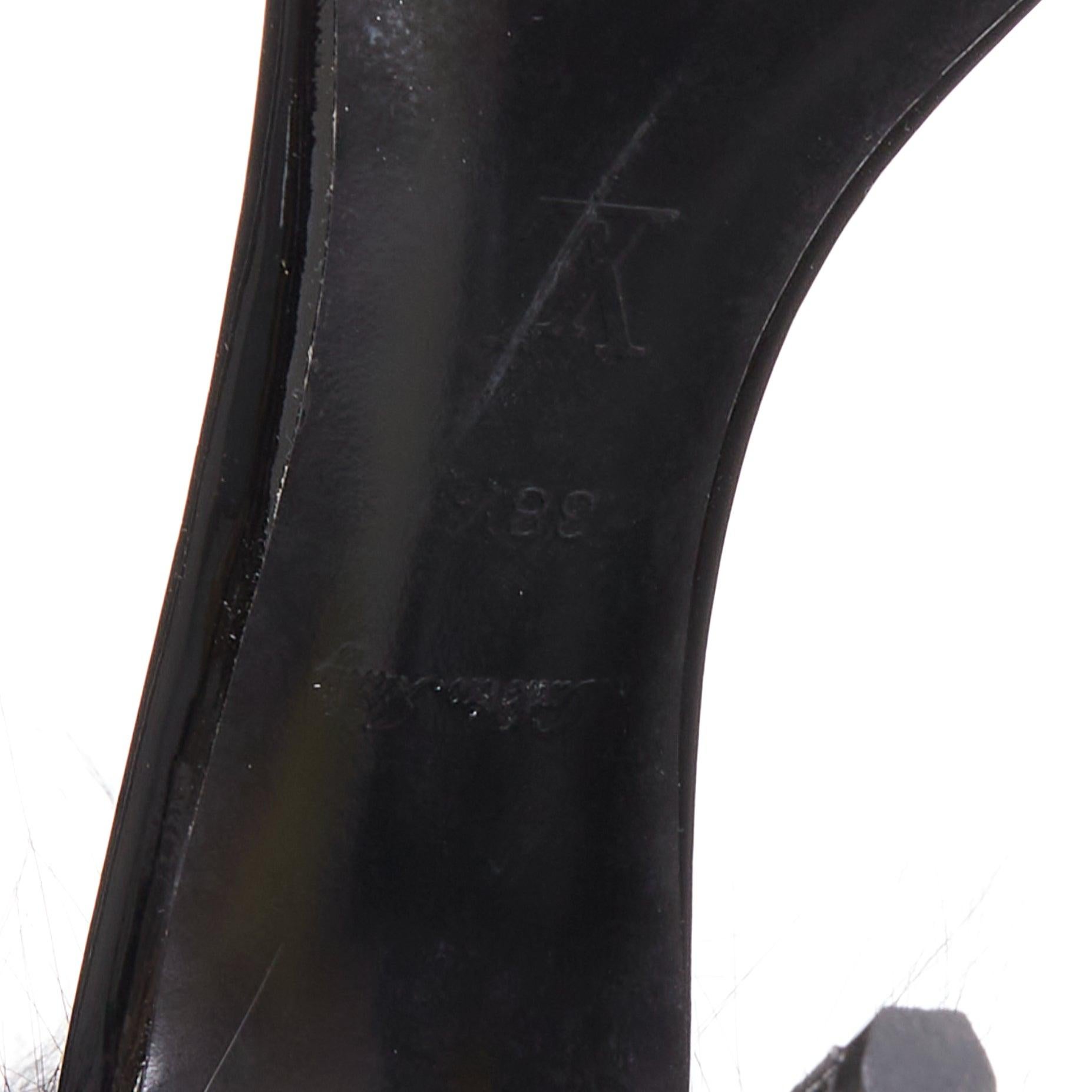 selten LOUIS VUITTON Call Back schwarzer Lackpelzbesatz LV Knöchelriemenabsatz EU38.5 im Angebot 5