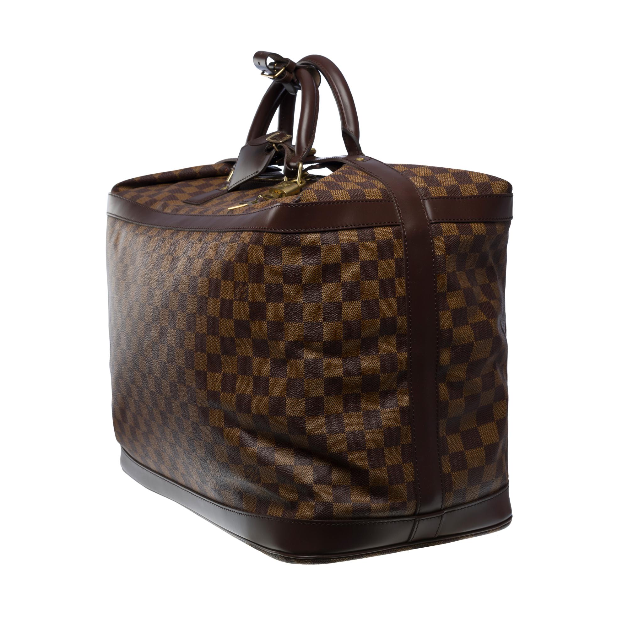 Rare Louis Vuitton Cruiser 45 Travel bag in brown checkered Monogram canvas, GHW In Excellent Condition In Paris, IDF