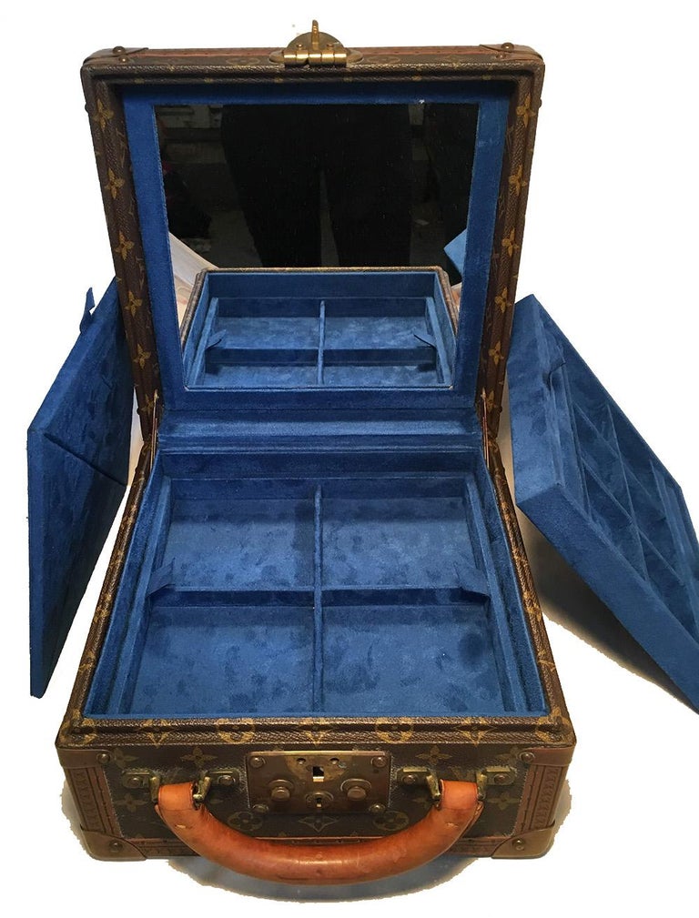 RARE Louis Vuitton Custom Monogram Square Travel Jewelry Case with 4 Trays For Sale at 1stdibs