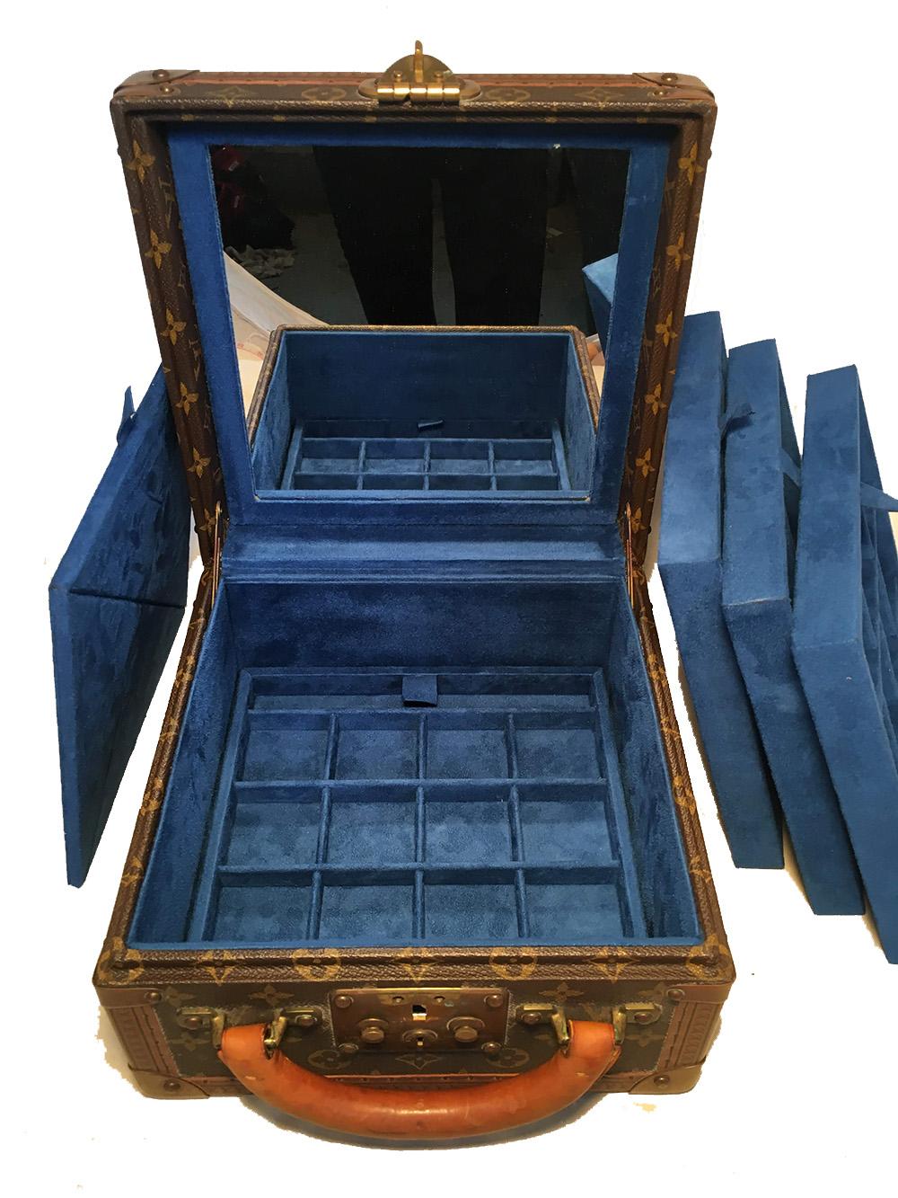 RARE Louis Vuitton Custom Monogram Square Travel Jewelry Case with 4 Trays 5