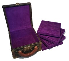 RARE Louis Vuitton Custom Monogram Travel Jewelry Case with Purple Ultrasuede