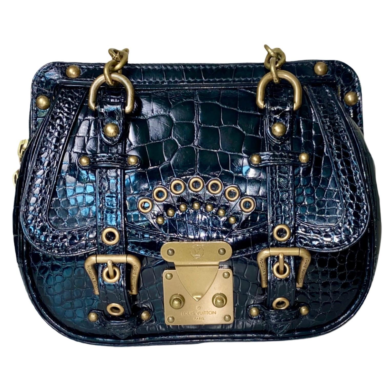 SELTENE Louis Vuitton Exotische Abendtasche aus schwarzem Alligatorleder „Les Extraordinaires“  (Schwarz) im Angebot