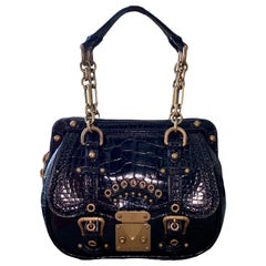 RARA borsa da sera Louis Vuitton in alligatore nero esotico "Les Extraordinaires