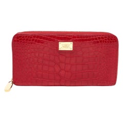 Rare LOUIS VUITTON Exotic Crocodile Skin Lipstick Red Zippy Wallet Clutch