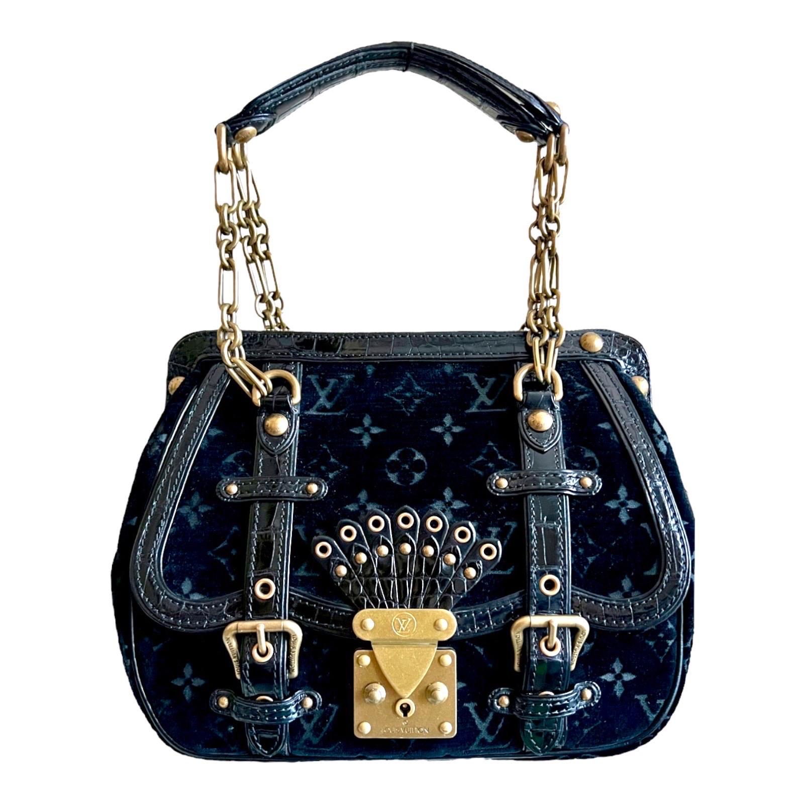 RARE Louis Vuitton Exotic Velvet & Alligator Skin LV Monogram Logo Evening Bag 3